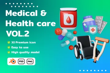 Pack d'icônes médicales et de soins de santé Vol.2 Pack 3D Icon