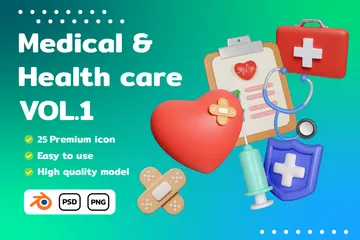 Medical And Health Care Icon Pack Vol.1 3D Icon Pack