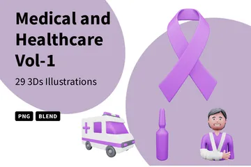 Medical And Healthcare Vol-1 3D Icon Pack