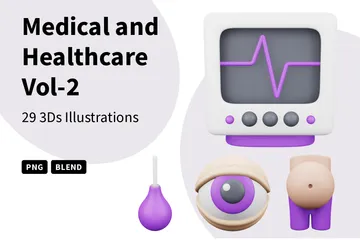 의료 및 건강 관리 Vol-2 3D Icon 팩