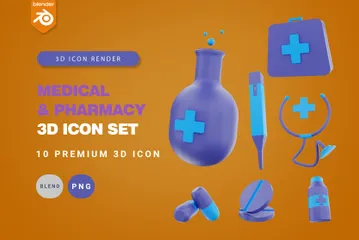 Medical And Pharmacy 3D Icon Pack