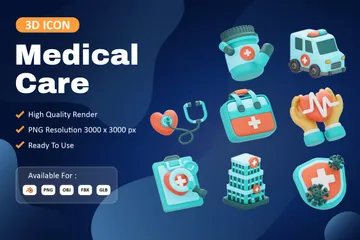 Medical Care 3D Icon Pack