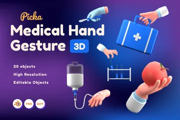 Medical Hand Gesture 3D Icon Pack