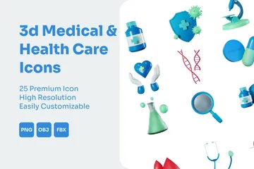 Medical & Health Care 3D Icon Pack