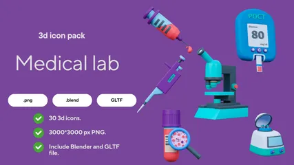 Medical Laboratory 3D Icon Pack