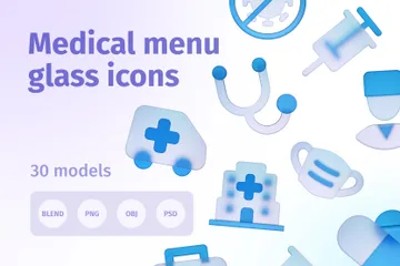 Medical Menu 3D Icon Pack