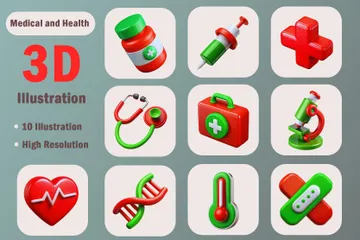 Medicina e Saúde Pacote de Icon 3D