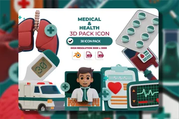 Medicina e Saúde Pacote de Icon 3D