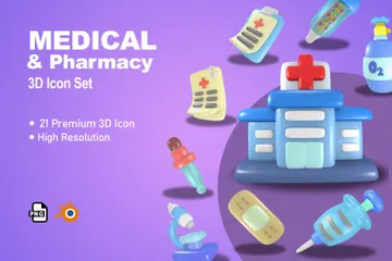 Salud Médica Y Farmacia Paquete de Illustration 3D