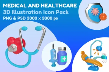 Medicina y salud Paquete de Illustration 3D