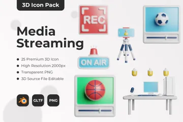 Medien-Streaming 3D Icon Pack