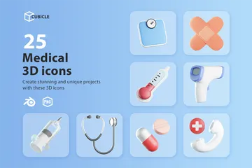 Medizinische 3D-Symbole 3D Icon Pack