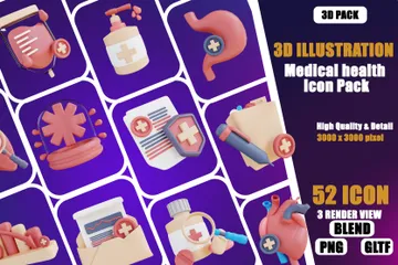 Medizinische Gesundheit 3D Icon Pack