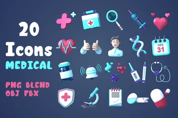 Medizinisches Krankenhaus 3D Icon Pack