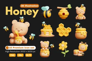 Mel de abelha Pacote de Icon 3D