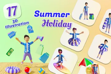 Men's Summer Vacation 3D Illustration Pack
