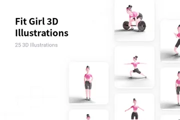 Menina apta Pacote de Illustration 3D
