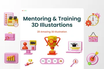 Mentoring und Training 3D Illustration Pack