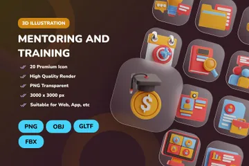 Mentoring und Training 3D Icon Pack