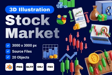 Mercado de ações Pacote de Icon 3D