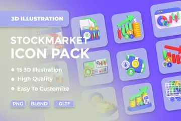 Mercado de ações Pacote de Illustration 3D