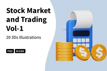 Mercado de valores y comercio Vol-1 Paquete de Icon 3D