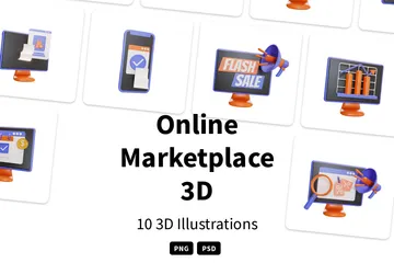 Mercado en línea Paquete de Icon 3D