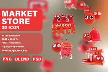 Loja de mercado Pacote de Icon 3D