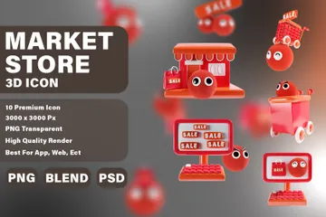 Loja de mercado Pacote de Icon 3D