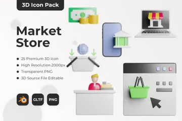 Loja de mercado Pacote de Icon 3D