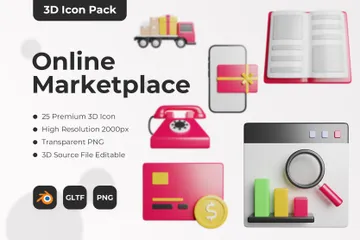 Mercado on-line Pacote de Icon 3D