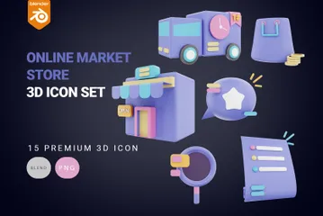 Mercado y tienda Paquete de Icon 3D