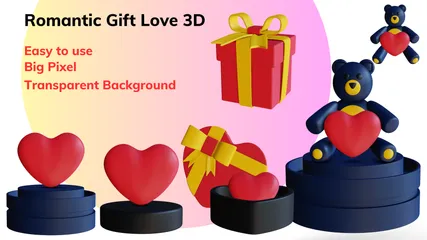 Mercadoria de presente romântico de amor Pacote de Icon 3D