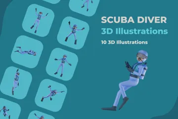 Mergulhador Pacote de Illustration 3D