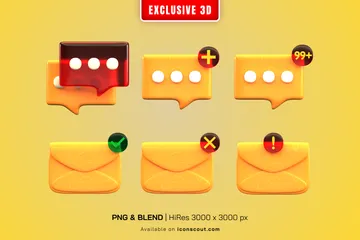 Notification de messages Pack 3D Illustration