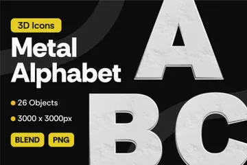 Metal Alphabet 3D Icon Pack