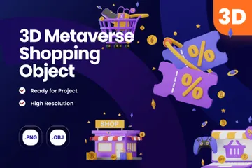 Metavers Shopping 3D Icon Pack