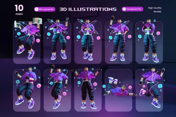 Metaverse Futuristic Character 3D Illustration Pack