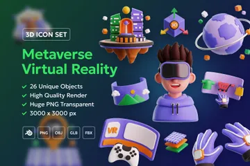 Metaverse und virtuelle Realität 3D Icon Pack