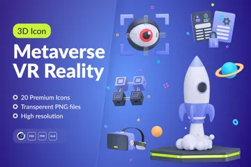 Metaverse VR-Realität 3D Icon Pack