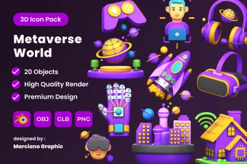 Metaverse-Welt 3D Icon Pack