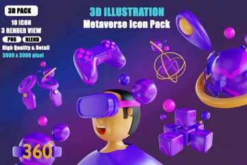 Metaverso Pacote de Illustration 3D