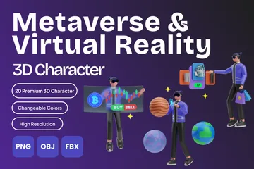 Metaverso e realidade virtual Pacote de Illustration 3D