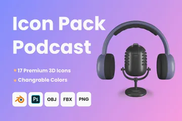 Microphone Podcast 3D Icon Pack