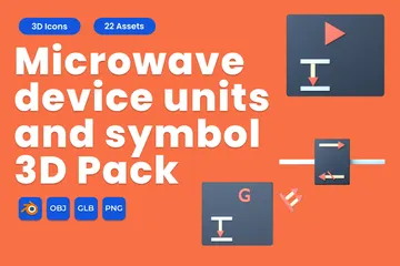 Microwave Device Units And Symbol 3D Icon Pack