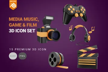 Música e jogos de mídia Pacote de Icon 3D