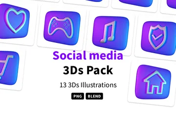 Mídia social Pacote de Icon 3D