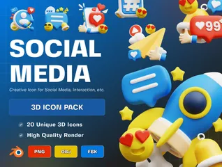 Mídia social Pacote de Icon 3D