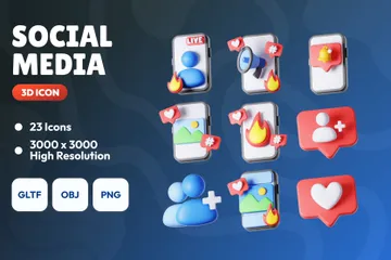 Mídia social Pacote de Icon 3D