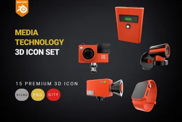 Tecnologia de mídia Pacote de Icon 3D